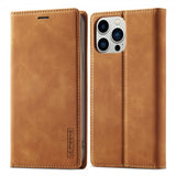 Lc.Imeeke iPhone 14 Pro Flip Cover med kortholder Brun