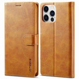Lc.Imeeke iPhone 14 Pro Cover med Kortlomme Stativfunktion Lysebrun