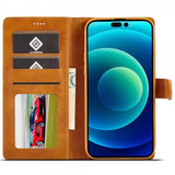 Lc.Imeeke iPhone 14 Pro Cover med Kortlomme Stativfunktion Lysebrun