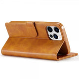 Lc.Imeeke iPhone 14 Pro Cover med Kortlomme Stativfunktion Lysebrun