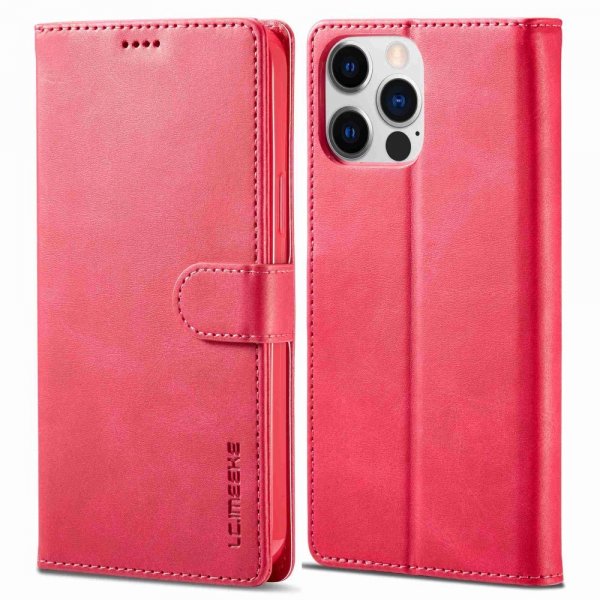 Lc.Imeeke iPhone 14 Pro Cover med Kortlomme Standerfunktion Magenta