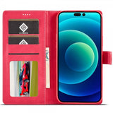 Lc.Imeeke iPhone 14 Pro Cover med Kortlomme Standerfunktion Magenta