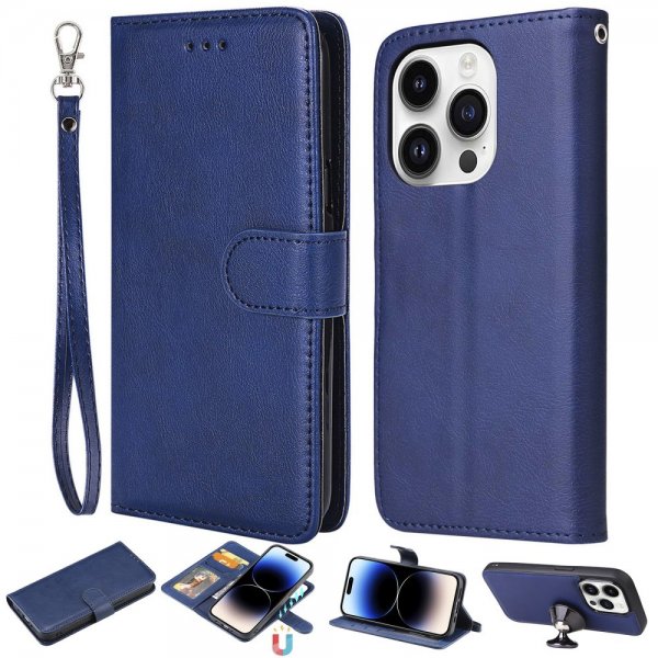 iPhone 14 Pro Cover med aftagelig skal KT Leather Series-3 Blå
