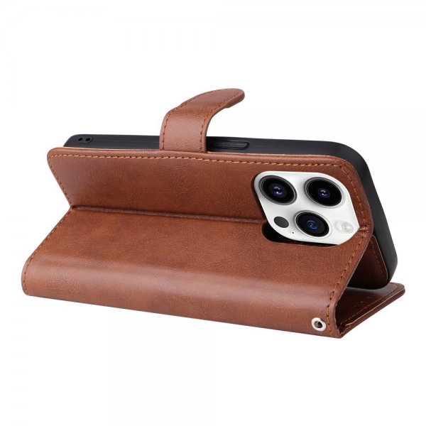 iPhone 14 Pro Cover med aftageligt etui KT Leather Series-3 Brun