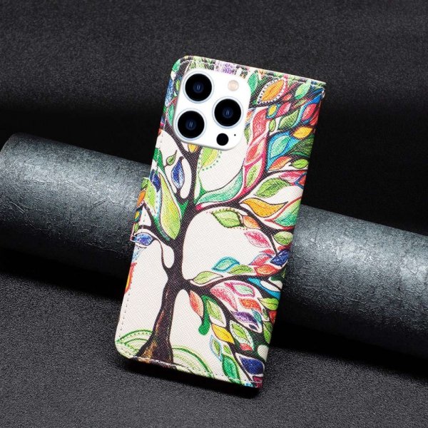 iPhone 14 Pro Cover Motiv Farverigt Træ