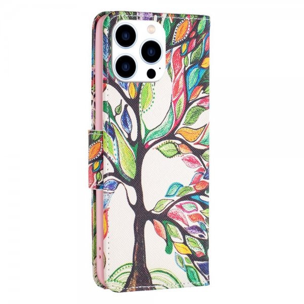 iPhone 14 Pro Cover Motiv Farverigt Træ