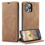 CaseMe iPhone 14 Pro Etui Retro Flip Brun