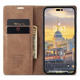 CaseMe iPhone 14 Pro Etui Retro Flip Brun