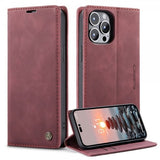 CaseMe iPhone 14 Pro Retro Flip Cover Rød