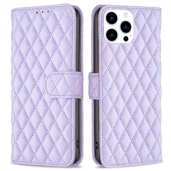 iPhone 14 Pro Cover Rombemønster Lilla