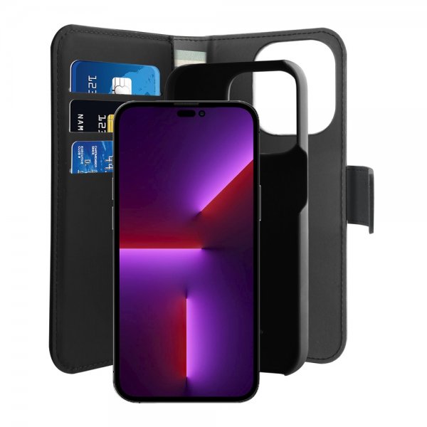 Puro iPhone 14 Pro Cover Wallet Detachable 2-i-1 Sort