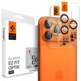 Spigen iPhone 14/15/16/17 Pro & Pro Max Kamerabeskyttelse GLAS.tR EZ Fit Optik Pro 2-pak Orange