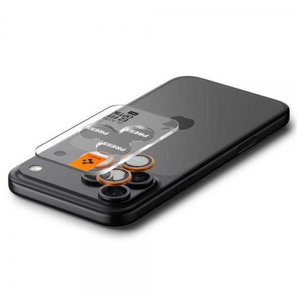 Spigen iPhone 14/15/16/17 Pro & Pro Max Kamerabeskyttelse GLAS.tR EZ Fit Optik Pro 2-pak Orange