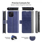 iPhone 14 Pro Max Cover Ægte Læder MagSafe Blå
