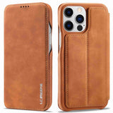Lc.Imeeke iPhone 14 Pro Max Flip Cover Lysebrun