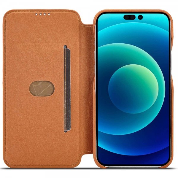 Lc.Imeeke iPhone 14 Pro Max Flip Cover Lysebrun