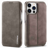 Lc.Imeeke iPhone 14 Pro Max Flip Cover Mørkebrun