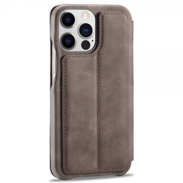Lc.Imeeke iPhone 14 Pro Max Flip Cover Mørkebrun