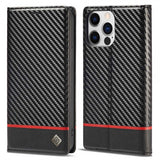 Lc.Imeeke iPhone 14 Pro Max Cover Kulfibertekstur Rød Stribe Horisontal