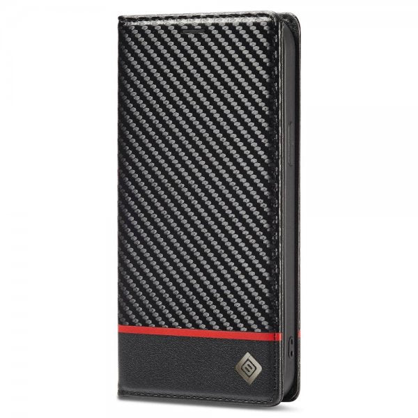 Lc.Imeeke iPhone 14 Pro Max Cover Kulfibertekstur Rød Stribe Horisontal