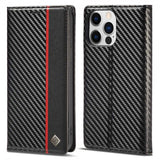 Lc.Imeeke iPhone 14 Pro Max Cover Kulfibertekstur Rød Stribe Vertikal