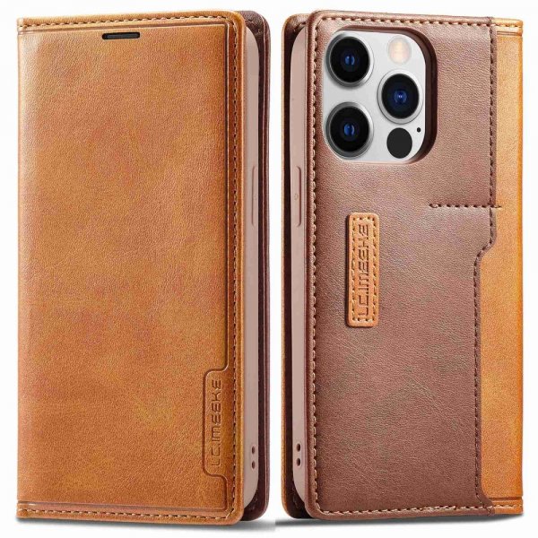 Lc.Imeeke iPhone 14 Pro Max Cover Kortlomme Udvendig Brun