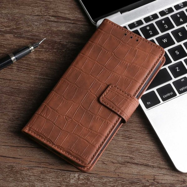 iPhone 14 Pro Max Cover Krokodillemønster Brun