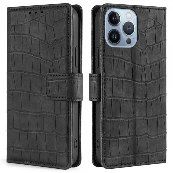 iPhone 14 Pro Max Cover Krokodillemønster Sort