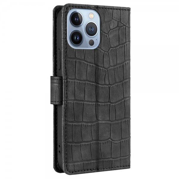 iPhone 14 Pro Max Cover Krokodillemønster Sort