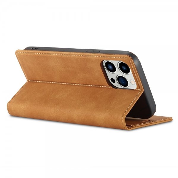 Lc.Imeeke iPhone 14 Pro Max Cover med Kortlomme Flip Brun
