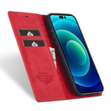 Lc.Imeeke iPhone 14 Pro Max Cover med Kortlomme Flip Rød