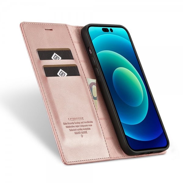 Lc.Imeeke iPhone 14 Pro Max Cover med Kortlomme Flip Rosa