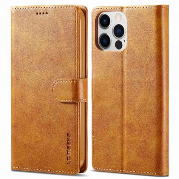 Lc.Imeeke iPhone 14 Pro Max Cover med Kortlomme Standerfunktion Lysebrun