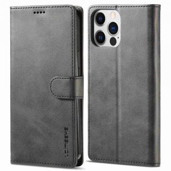 Lc.Imeeke iPhone 14 Pro Max Cover med Kortfag Stativfunktion Sort