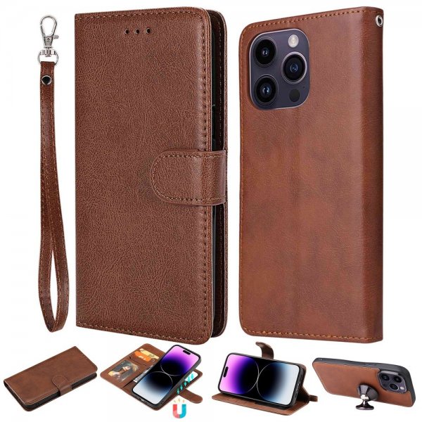 iPhone 14 Pro Max Cover med Aftageligt Cover KT Leather Series-3 Brun