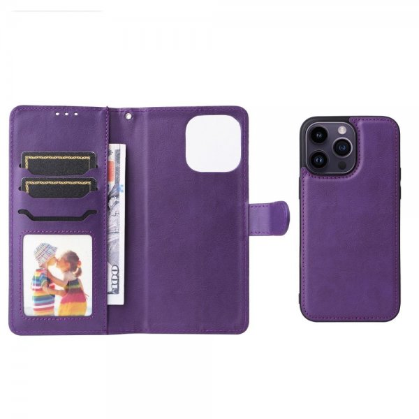 iPhone 14 Pro Max Cover med Aftageligt Cover KT Leather Series-3 Lilla