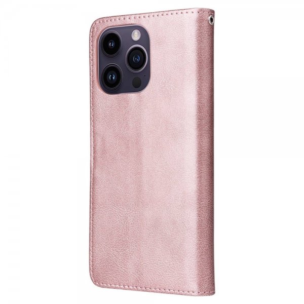 iPhone 14 Pro Max Cover med Aftageligt Skal KT Leather Series-3 Rosaguld