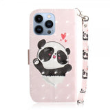 iPhone 14 Pro Max Cover Motiv Panda Hjerter