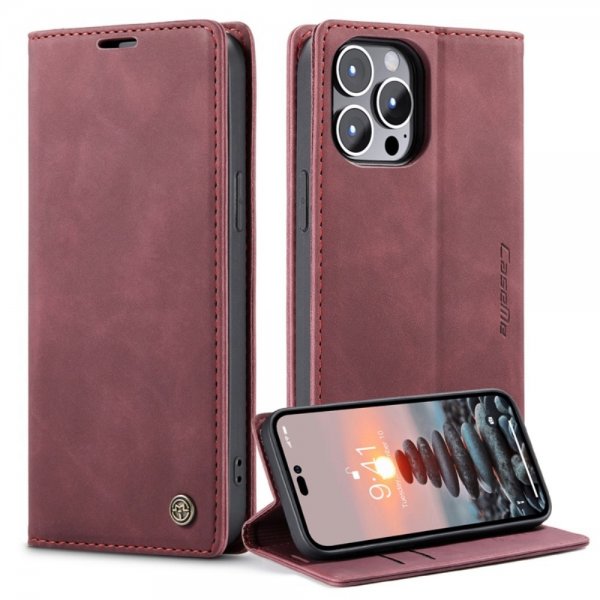 CaseMe iPhone 14 Pro Max Cover Retro Flip Rød