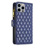 iPhone 14 Pro Max Cover Diamantmønster Lynlås Blå