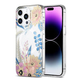 iPhone 14 Pro Max Cover Blomstermønster MagSafe Rosa Blå