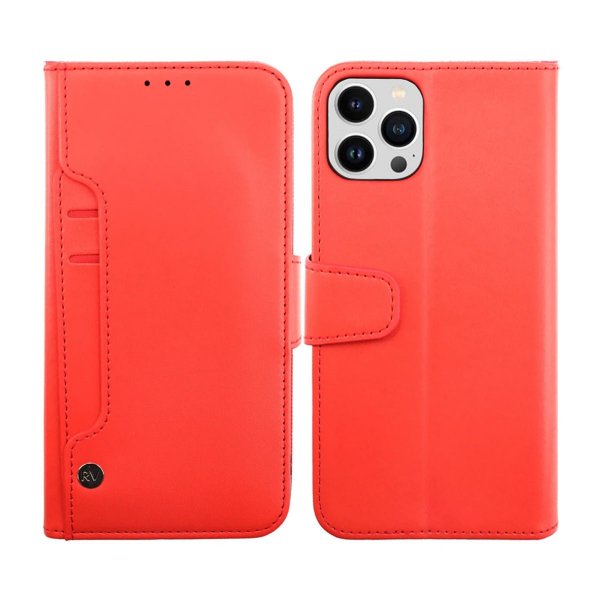 Rvelon iPhone 14 Pro Max Etui Udfoldeligt Kortrum Rød