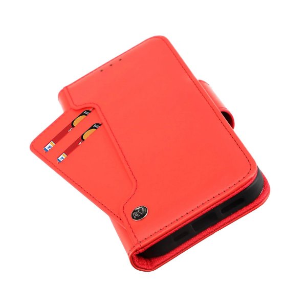 Rvelon iPhone 14 Pro Max Etui Udfoldeligt Kortrum Rød