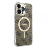 Guess iPhone 14 Pro Max Cover 4G Pattern MagSafe Brun