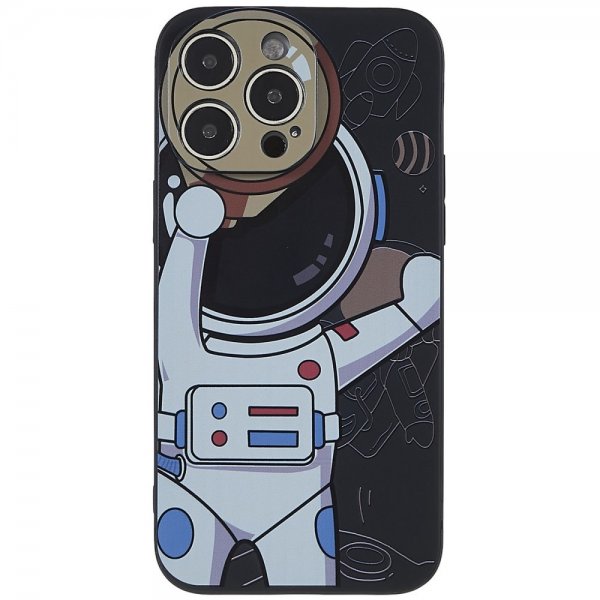 iPhone 14 Pro Max Cover Astronaut Sort Grå