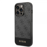 Guess iPhone 14 Pro Max Cover Bottom Stripe Metal Logo Grå