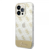 Guess iPhone 14 Pro Max Cover Bottom Stripe Script Logo Guld