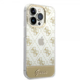 Guess iPhone 14 Pro Max Cover Bottom Stripe Script Logo Guld
