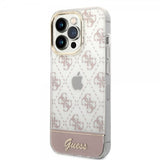 Guess iPhone 14 Pro Max Cover Bottom Stripe Script Logo Rosa