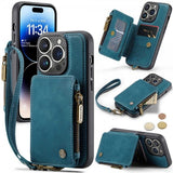 CaseMe iPhone 14 Pro Max Cover C20 Kortlomme Lynlås Petroleum